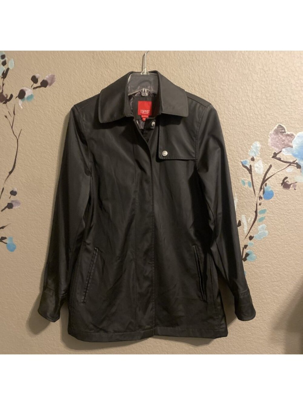 Vintage Espirit Black Nylon Jacket S Short Trench